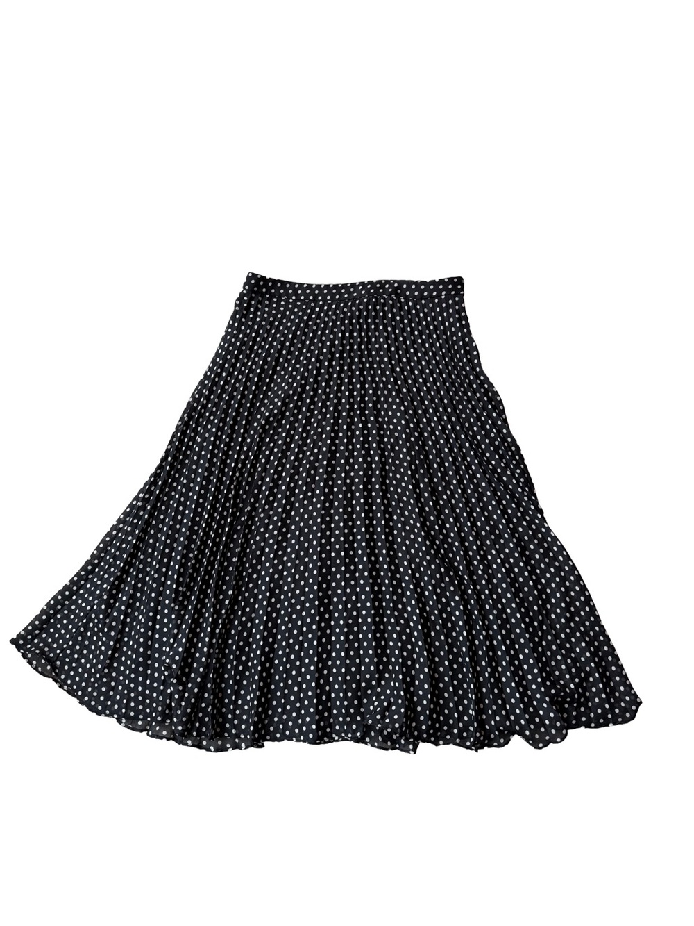 LOFT Petites Black White Polka Dot Midi Skirt Size 00 Petite Business Casual